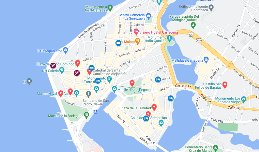 Google Map of 3 days in Cartagena
