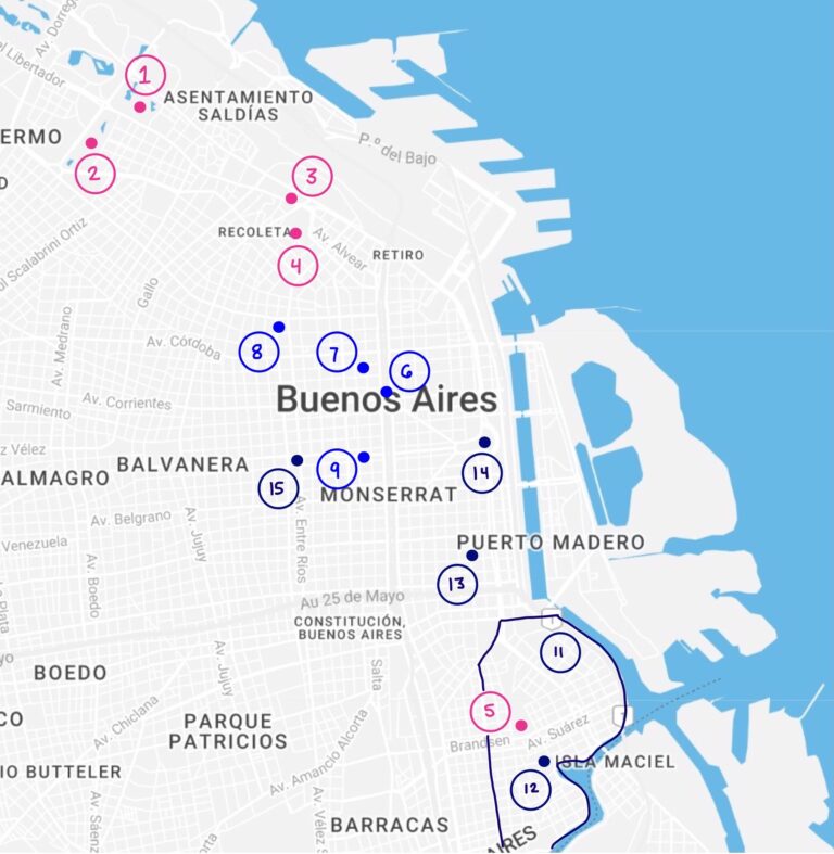 Map for Buenos Aires Itinerary