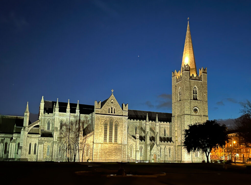 St. Patrick's Cathedral Lit Up at Night