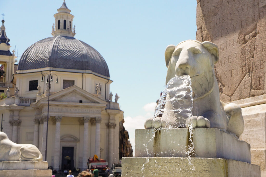 Lion Fountain in Piazza del Popolo