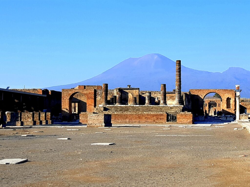 The Ruins of Pompeii with Mount Vesuvius in the Background