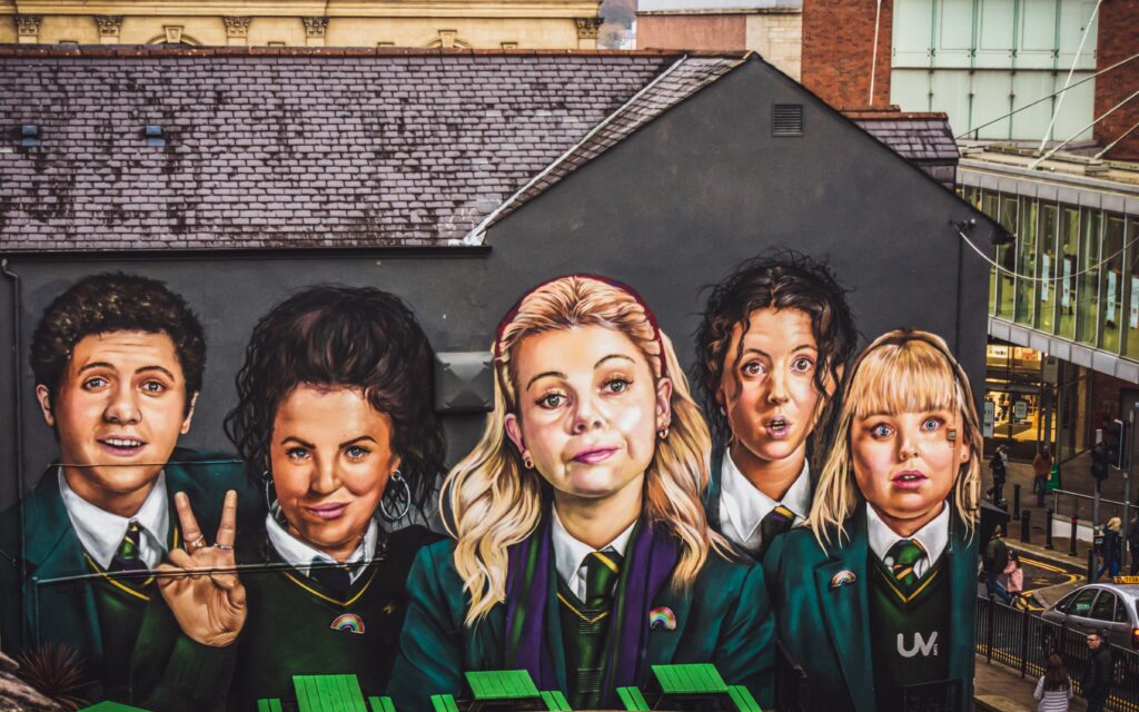 Mural of the Derry Girls Characters in Londonderry