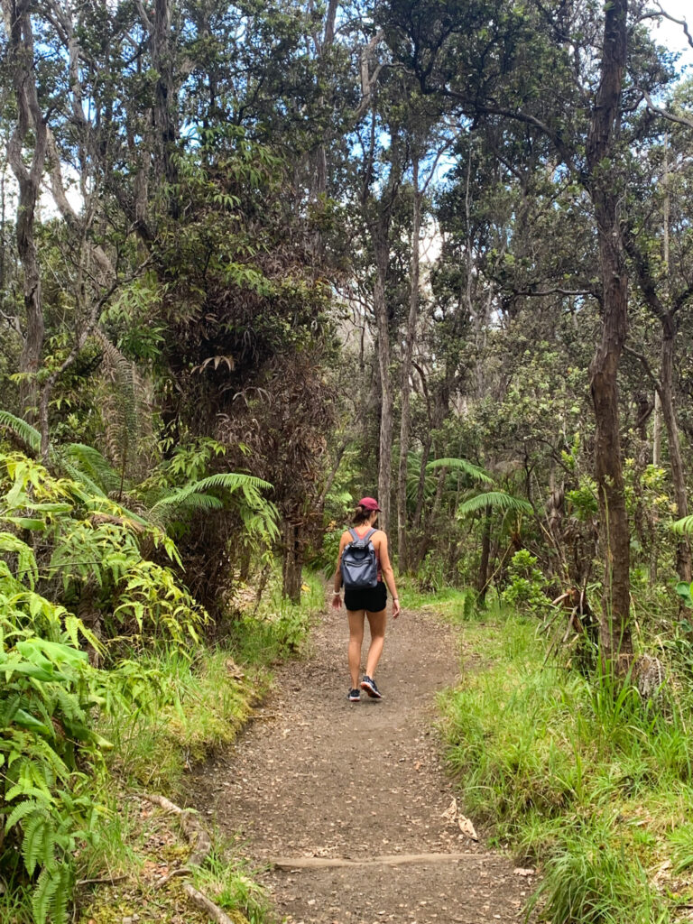 Me Descending into the Crater Floor in Volcanoes National Park