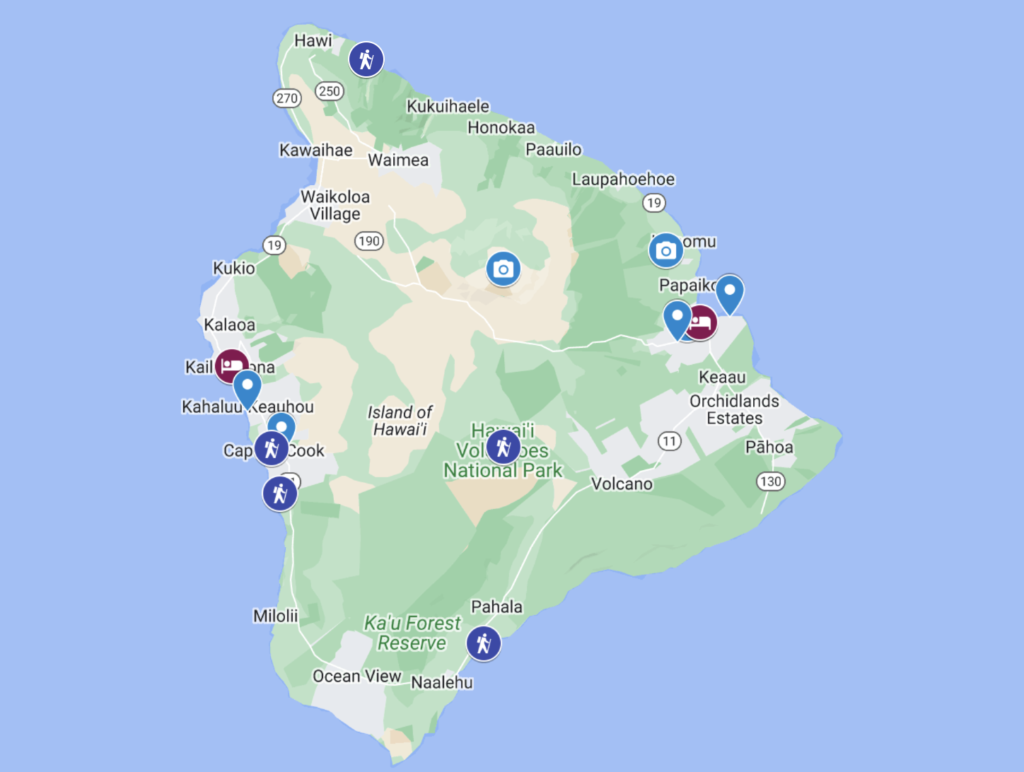 Map of Big Island, Hawai'i