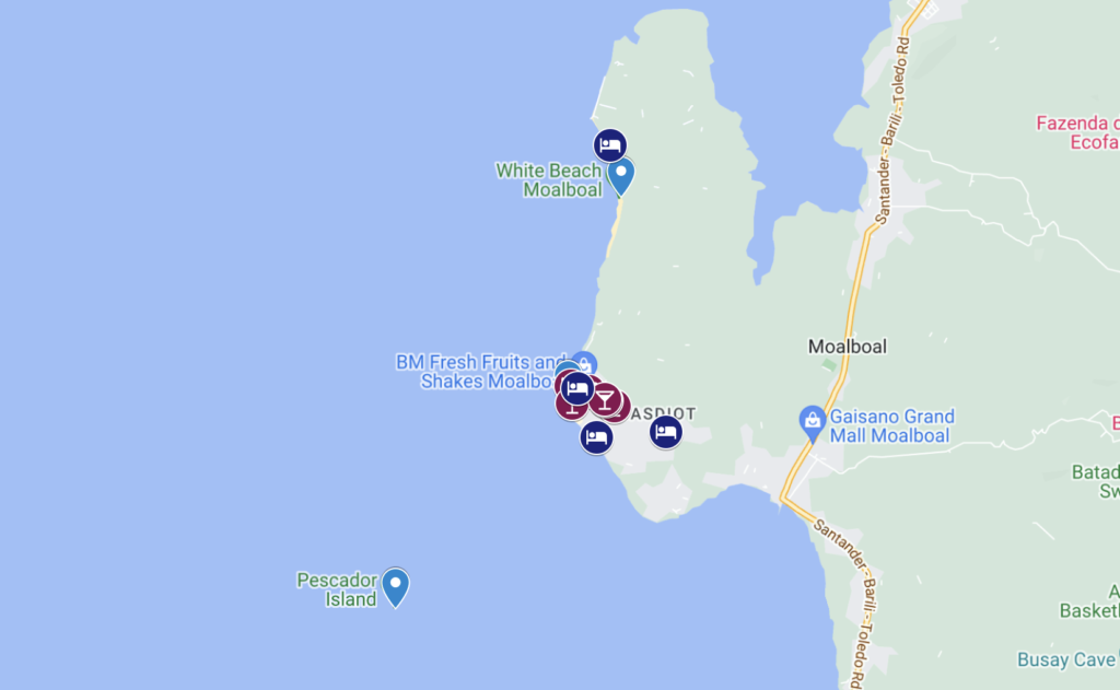 Map of the Best Things to Do in Moalboal