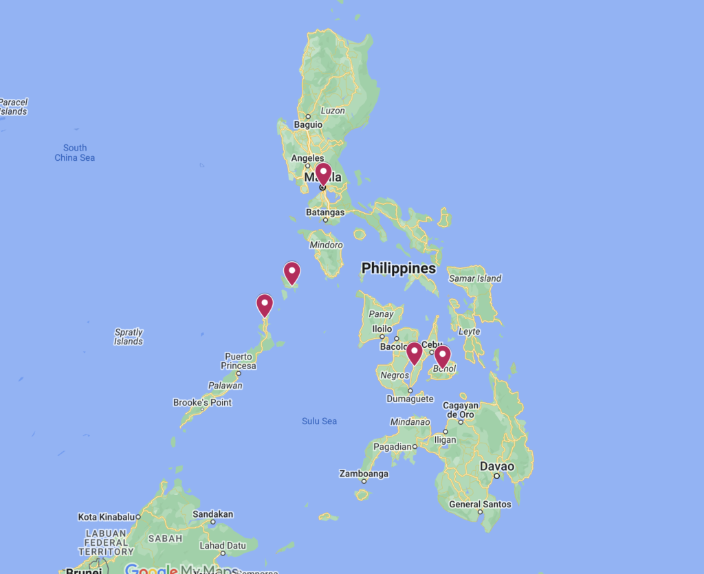Map of Places for 2 Weeks in the Philippines