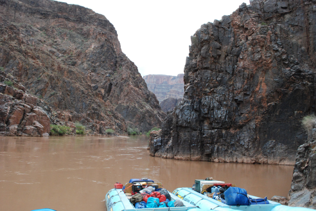 Two Rafts in the Dirty Colorado River